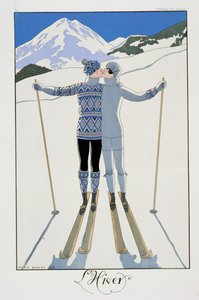 Tél: Szerelmesek a hóban, divatlemez a „Twentieth Century France”-ból alkotó: Georges Barbier