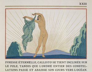 Woman Dancing, illusztráció Paul Valery (1871-1945) „Les Mythes” című művéből, 1923-ban megjelent (pochoir print) alkotó: Georges Barbier