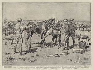 Baden-Powell ezredessel Mafekingben, a beteg lovak vonalainak ellenőrzésénél.