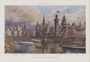 Idegen nemzetek pavilonjai a Szajna partján az Universelle 1900 kiállításon, Párizs