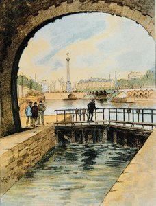 A csatorna St. Martin zsilipje, Párizs, 1890