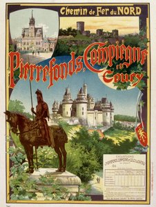 Pierrefonds, Compiègne és Coury – A Railways du Nord reklámplakátja, G. Fraipont