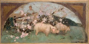 A párizsi Hôtel de Ville étkezőjének vázlata: La viande de porc alkotó: Georges Jules Bertrand