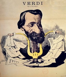 Giuseppe Verdi (1813-1901) zeneszerző rajzfilmje, Pilotell (1845-1918) 1869. március. Nemzeti Zenei Konzervatórium, Párizs