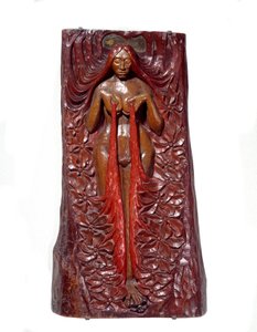 Georges Lacombe (1868-1916) polikróm mahagóni színű Isis Bas domborműve 1895 V. 1,11x0,62 m Párizs, Muse d