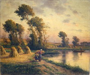 Vidéki táj (olaj, vászon) alkotó: Georges Philibert Charles Maroniez