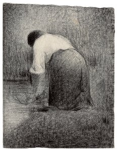 Térdelő Nő; Femme agenouillee, 1881 körül alkotó: Georges Pierre Seurat