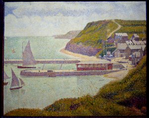 Port en Bessin, kikötő előtt, maree haute Georges Seurat festménye (1859-1891) 1888 V. 0,67x0,82 m. Párizs, Musee d