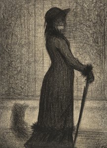 Une Elegante, Sétáló nő, 1884 körül (ceruzás mese michalett papíron) alkotó: Georges Pierre Seurat