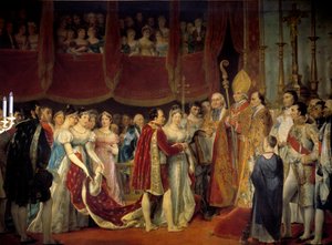 I. Napóleon (1769-1821) vallási házassága Habsburg-Lotaringiai Marie Louise főhercegnővel (1791-1847), 1810.02.04. a Salon carre du Louvre-ban Georges Rouget (1783-1869) festménye 19. század V. 3,67x4,94 m. - I. Napóleon vallási házassága (17
