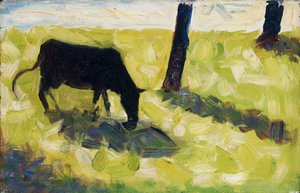 Fekete tehén egy réten alkotó: Georges Seurat