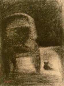 Kocsi és kutya, 1882-84 körül (Conté zsírkréta papíron) alkotó: Georges Seurat