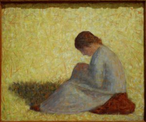 Parasztasszony ül a fűben alkotó: Georges Seurat