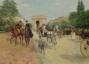 Lovasok és kocsik az Avenue du Bois-n, 1910