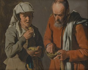 Borsót evő parasztpár alkotó: Georges de La Tour