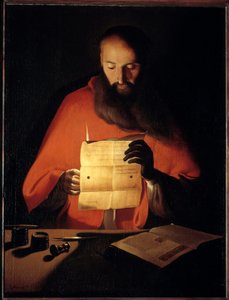 Szent Jeromos felolvasás. Georges De La Tour festménye (1593-1652) alkotó: Georges de La Tour