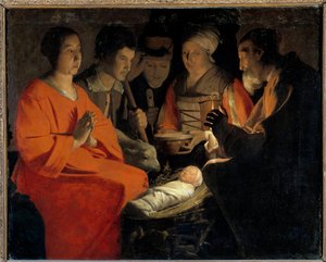 Georges de La Tour (1593-1652) A Pásztorok imádása festménye 17. század V. 1,07x1,31 m alkotó: Georges de La Tour