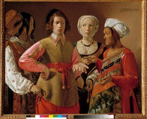 A jósnő Georges de La Tour (1593-1652) festménye 1630 körül, V. 1,01x1,23 m New York. Metropolitan Múzeum