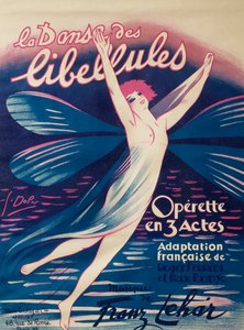 A szitakötők tánca című plakát, operett, Roger Ferreol és Max Eddy francia adaptációja, zene: Franz Lehar, Max Eschig Kiadó, Párizs alkotó: Georges pseudonym of Edmond Vernier Dola