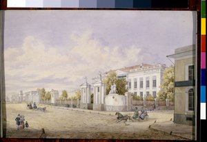 Nagy Lubjanka utca Moszkvában (Nagy Lubjanka utca Moszkvában) - Georgi Filippovich Baranovsky (1823-1852) munkája, akvarell, papír, 1848 - Állami Tretyakov Galéria, Moszkva (Oroszország) alkotó: Georgi Filippovich Baranovsky