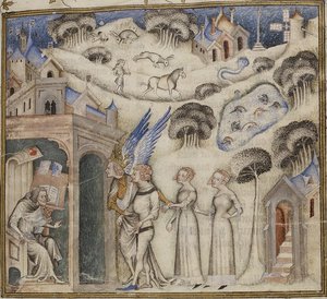 Amour vezette gyermekeit Édes gondolat, öröm és remény Guillaume de Machaut-nak, Jean de Sy 1372-77-es bibliai mesterétől (42374611771). alkotó: Georgia Levan Ramishvili from Tbilisi