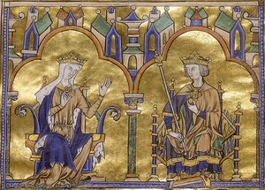Kasztíliai Blanche és IX. Lajos francia király, Szent Lajos Toledói Moralizált Bibliájából, 1227-1234 körül