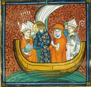 Tanács a hajó fedélzetén, a Chroniques de France ou de St Denis című kötetből, 14. század (22528511880)