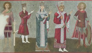 Thamar királynőt (1184-1213) és apját, III. Grigori királyt (1156-1184) ábrázoló freskó másolata alkotó: Georgian School
