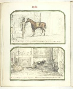 Untitled [férfi lóval és pár pihen a tűz mellett], 1868.