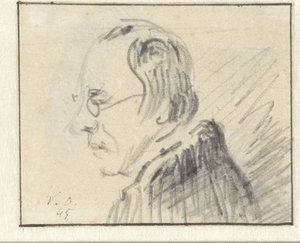 Szemüveges férfi profilja, balra nézve alkotó: Georgius Jacobus Johannes van Os