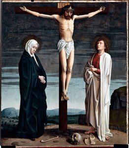 Keresztrefeszített poliptichon tábla a San Gerolamo della Cervara templomból - Gerard David festménye (kb. 1460-1523) 1506 Méret 90x100 cm Genes Musei di Strada Nuova (ex Palazzo Bianco) Olaszország alkotó: Gerard David