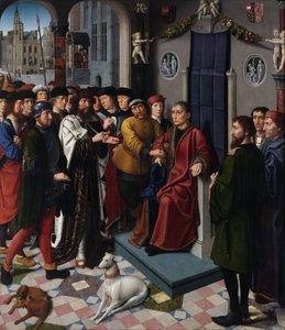 Cambyses ítélete (II. Kambüszesz perzsa király (meghalt i.e. 522-ben) Sisamnes bírót elevenen lenyúzásra ítéli, mert pénzért cserébe hozott ítéletet) - Kambüszesz ítélete (bal oldali panel) - Gerard David festménye (kb. 1460-) 1523) - 149
