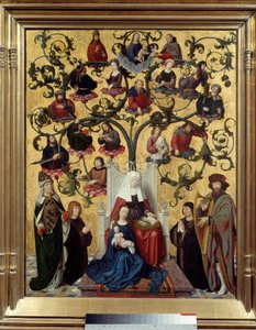 Szent Anna vonala Szent Anna, Mária anyja genealógiai fájának ábrázolása. Gerard David (1460-1523) festménye fára. 1483. V. 0,88 x 0,69 Lyon, Musee des Beaux Arts alkotó: Gerard David