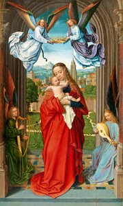 Szűz és gyermek négy angyallal, 1510-1515 körül (olaj, fa) alkotó: Gerard David