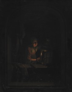 Lány egy gyertyával alkotó: Gerrit Dou