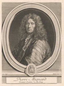 Pierre Mignard, Charles Perrault Les hommes illustres qui ont paru en France pendant ce siècle című könyvéből, II. kötet (Jeles férfiak, akik ebben a században Franciaországban jelentek meg, II. kötet) alkotó: Gérard Edelinck