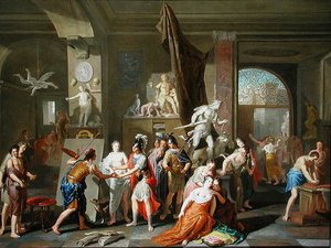 Apelles festékek Campaspe (olaj a panelen)