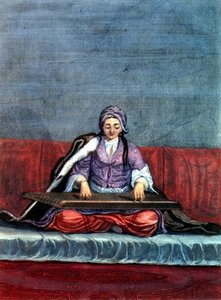 Török lány citerán, metszet: Gerard Jean Baptiste Scotin (1671-1716) (metszet)
