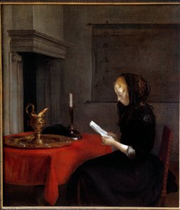 Nő egy levelet olvas. A holland Gerard Ter Borch (1617-1681) festménye