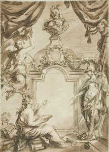 A címlap tervezése: Minerva diktál: Clio diktál Minerva-tól alkotó: Gerard de Lairesse
