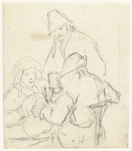 Három ivó gazda egy asztal körül alkotó: Gerard ter Borch (II) (possibly)