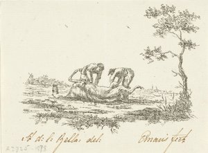 Két lónyúzó a nyúzókat alkotó: Gerardus Emaus de Micault (signed by artist)
