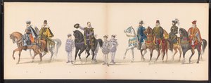A leideni diákok maskara, 1875 (5. tábla) A Leidsche Hoogeschool 300. évfordulója alkalmából 1875. június 15-én a Leidsche Hoogeschool tagjai által tartott maskara, amely a Leidsche Hoogeschool-t ábrázolja. alkotó: Gerardus Johannes Bos