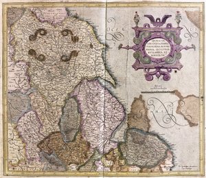 Yorkshire, Lincolnshire, Staffordshire, Nottinghamshire, Leicestershire, Rutland és Norfolf, Nagy-Britannia alkotó: Gerardus Mercator