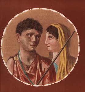 Férfi és nő portréja egy azonosítatlan házból Pompejiben. Victor Steeger kromolitográfiája Geremia Discanno illusztrációja után, Emile Presuhn (1844-1878) Pompei legszebb festményei, Lipcse