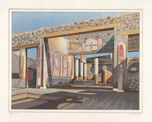 Kilátás a tablinumra, egy szoba az átrium mellett, Lucius Caecilis Iucundus bankár házában, Reg V, Ins 1, 26. Victor Steeger kromolitográfiája Geremia Discanno illusztrációja után, Emile Presuhn (1844-1878) A legszebb Festmények a