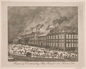 A Christiansborg kastély 1794. február 26-i tűzvészének tájékoztatója alkotó: Gerhard Ludvig Lahde