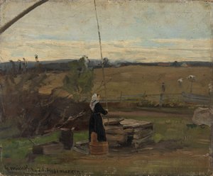 A kútnál alkotó: Gerhard Munthe