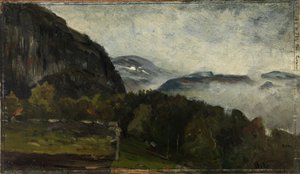 Táj Øylónál ködben alkotó: Gerhard Munthe