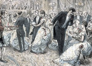 Társadalom és társasági élet: a bál 1880 körül (High Society and social life: the ball) metszet az „Élet szükségletei”-ből, Rengade alkotó: Gerlier Gerlier